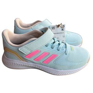 NWT Adidas Falcon 2.0 EL K Kids Running Shoes Light Blue Pink Size 12 K